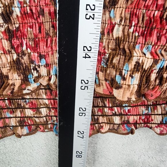 Women's Charter Club Woman Floral Ruffle Blouse Top Brown/Pink/Blue Size 1X - Picture 8 of 9